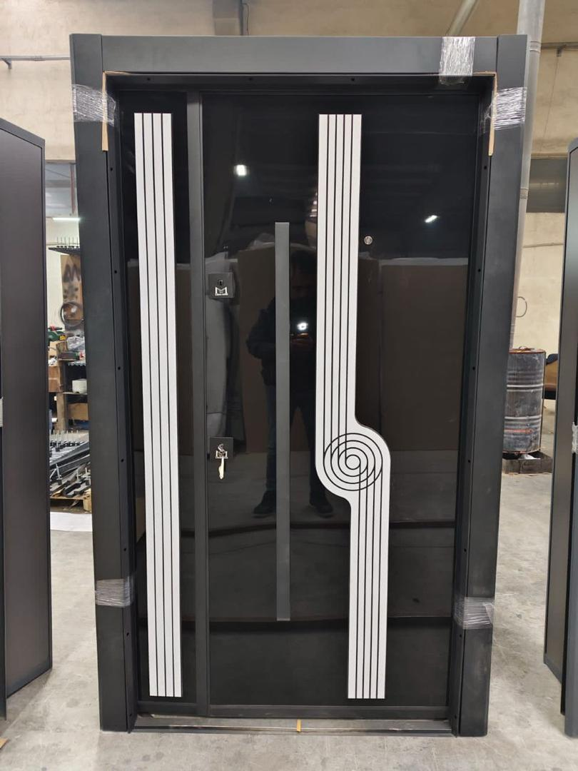 Spiral Chrome Glass Security Door — Doors