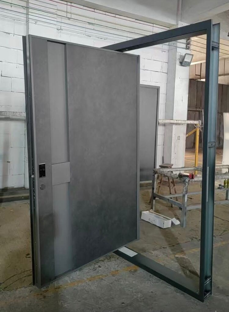 Steel Grey Grand Pivot Door — Doors