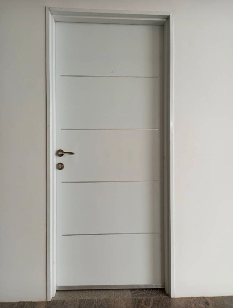 White Chrome Line Interior Door — Doors