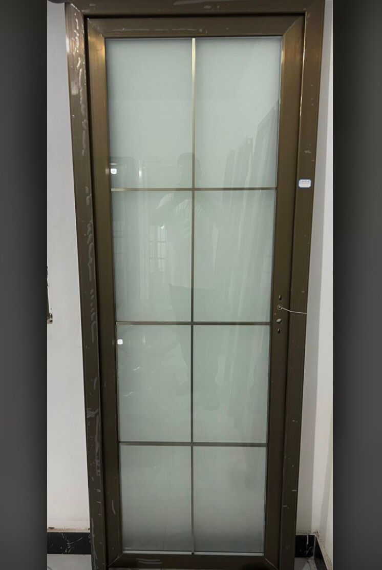Champagne Gold Frosted Grid Door — Doors