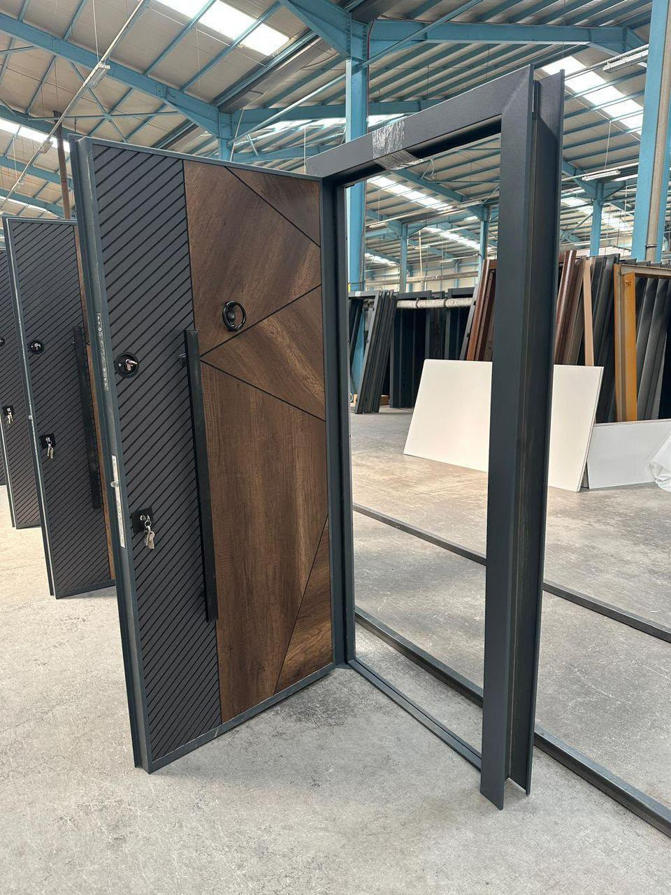 Walnut Chevron Fortress Door — Doors