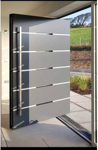 Stainless Accent Pivot Door — Doors